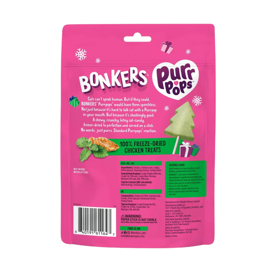 Bonkers Purrpops Holiday Pavo & Catnip- 5pk