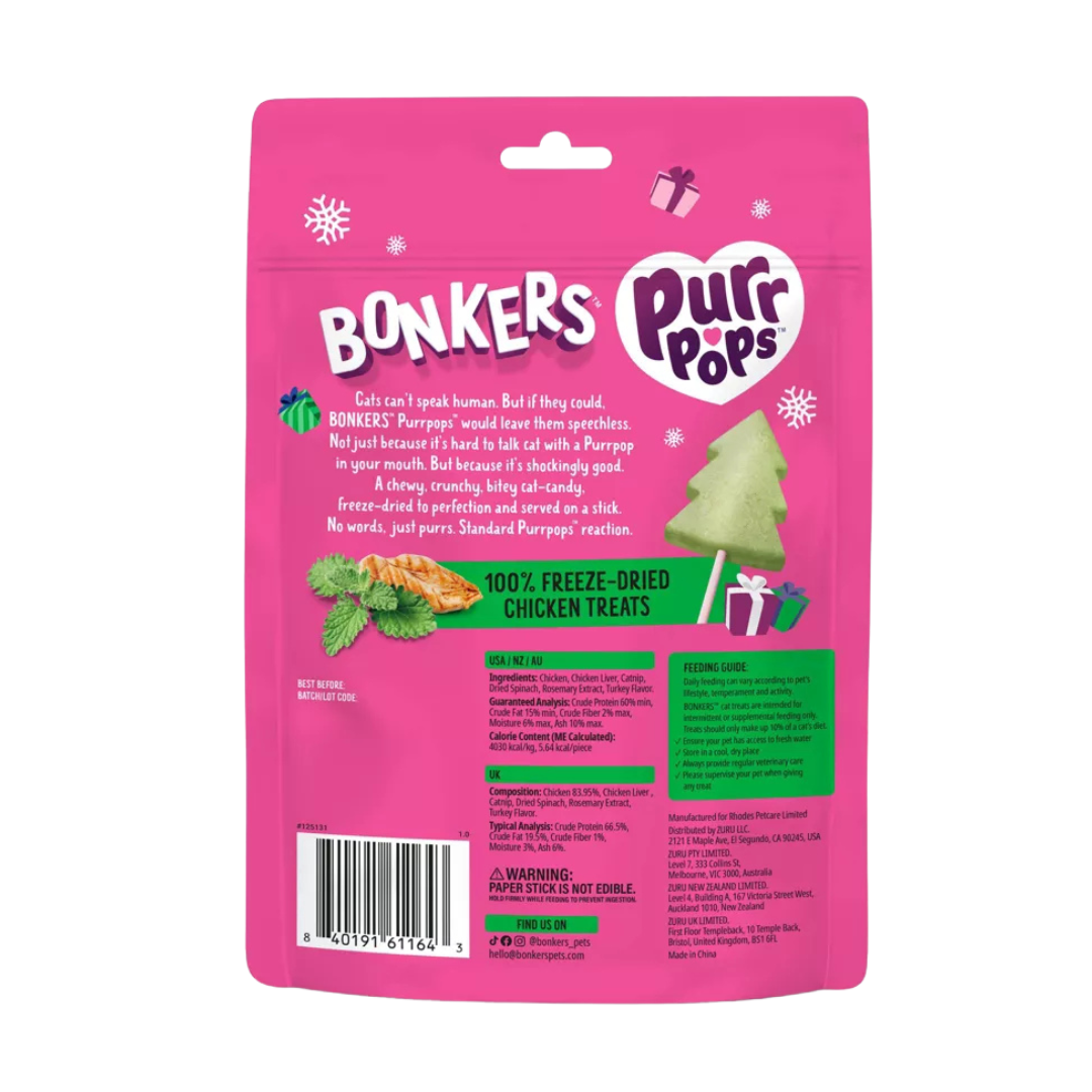 Bonkers Purrpops Holiday Pavo & Catnip- 5pk
