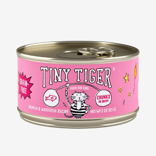 Tiny Tiger Chunks in EXTRA Gravy - Salmón y Pescado Blanco