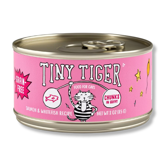 Tiny Tiger Chunks in EXTRA Gravy - Salmón y Pescado Blanco
